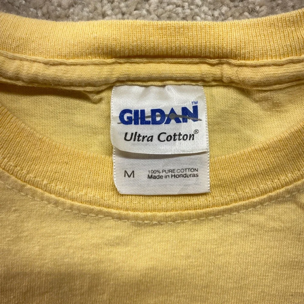 Gildan Ultra Cotton Twin Peaks Bible Camp‎ Shirt Kids Medium Yellow Graphic Tee